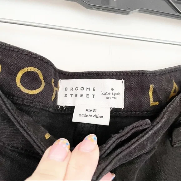 NWOT Kate Spade Broome Street Black Crop Mid Rise Straight Leg Jeans 31 - Picture 2 of 13